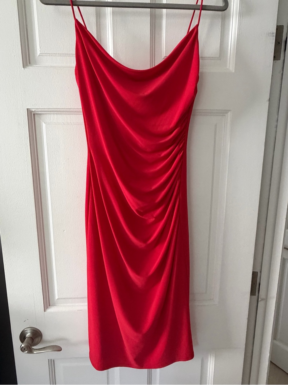 Laundry By Shelli Segal Red Cowl-Style Slip Midi Dress